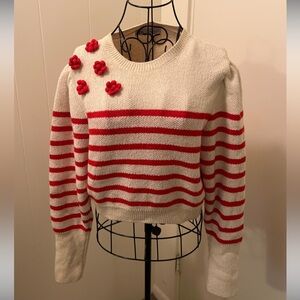 Zara Striped Red and Cream Sweater